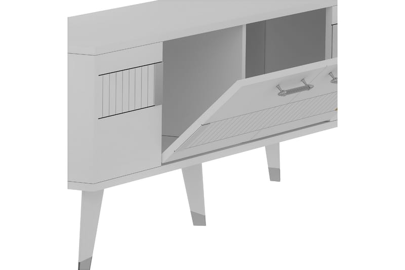 Moda Tv-bænk 150x35 cm Hvid/Sølv - Hanah Home - Møbler - TV borde & mediemøbler - TV-borde