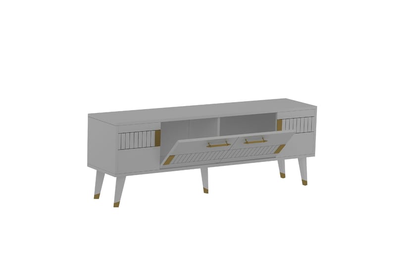 Moda Tv-bænk 150x35 cm Hvid/Guld - Hanah Home - Møbler - TV borde & mediemøbler - TV-borde
