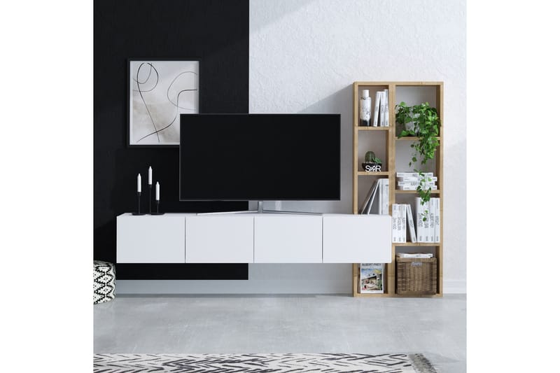 Pana Tv-møbelsæt 182x32 cm Hvid/Brun - Hanah Home - Møbler - TV borde & mediemøbler - Tv-møbelsæt