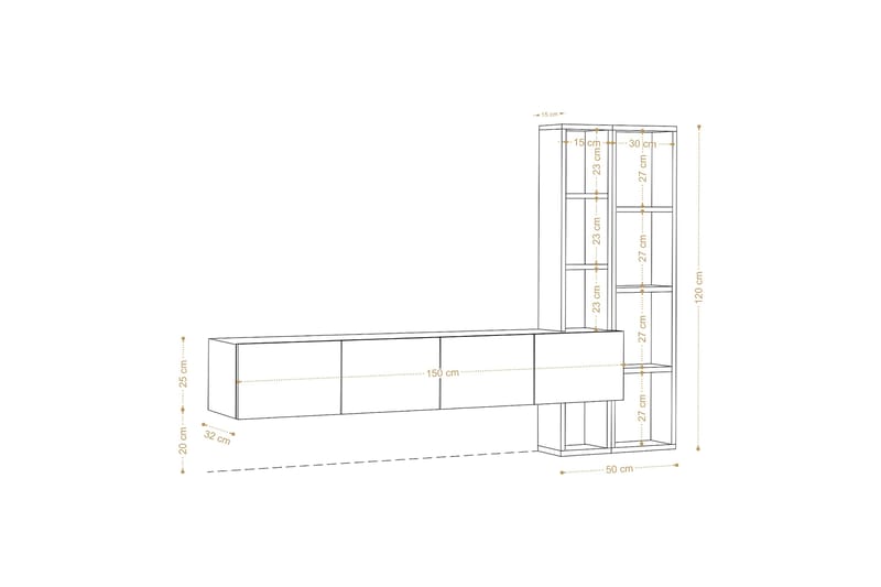 Pana Tv-møbelsæt 182x32 cm Hvid/Brun - Hanah Home - Møbler - TV borde & mediemøbler - Tv-møbelsæt