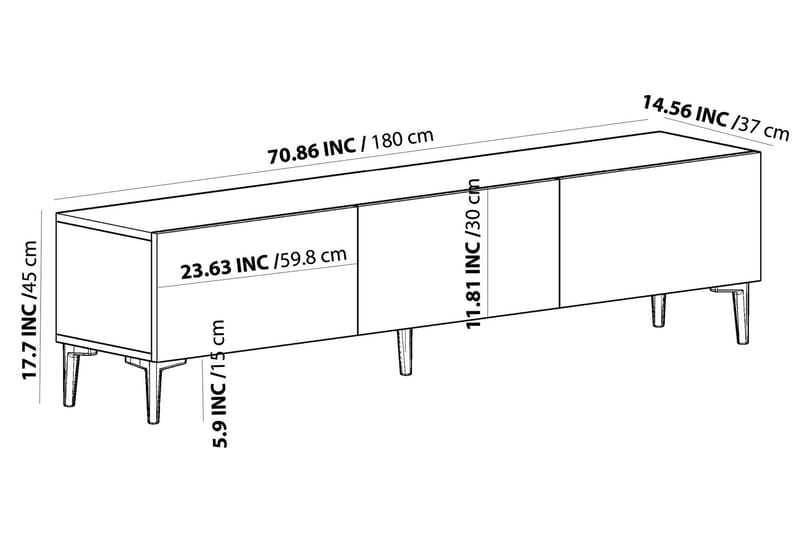 Artemis Tv-bænk 180x37 cm Sort - Hanah Home - Møbler - TV borde & mediemøbler - TV-borde