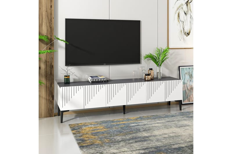 Artemis Tv-bænk 180x37 cm Hvid/Sort - Hanah Home - Møbler - TV borde & mediemøbler - TV-borde