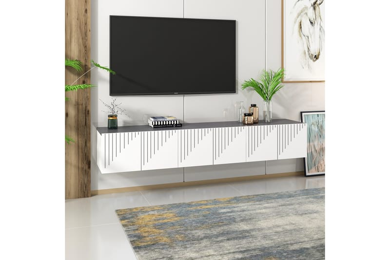Artemis Tv-bænk 180x37 cm Hvid/Sort - Hanah Home - Møbler - TV borde & mediemøbler - TV-borde