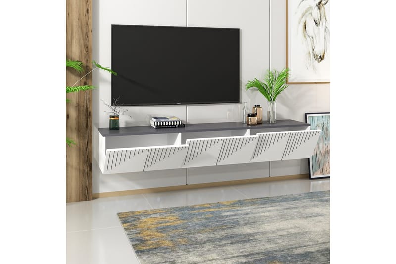 Artemis Tv-bænk 180x37 cm Hvid/Sort - Hanah Home - Møbler - TV borde & mediemøbler - TV-borde