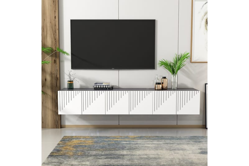 Artemis Tv-bænk 180x37 cm Hvid/Sort - Hanah Home - Møbler - TV borde & mediemøbler - TV-borde