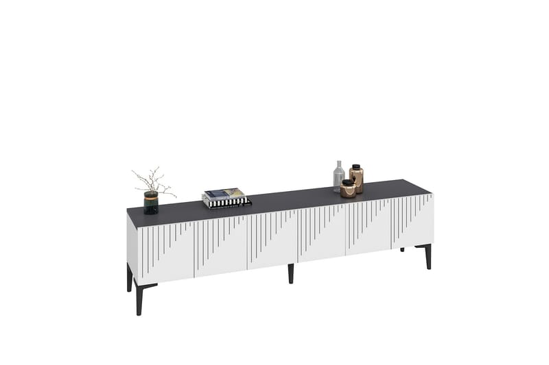 Artemis Tv-bænk 180x37 cm Hvid/Sort - Hanah Home - Møbler - TV borde & mediemøbler - TV-borde