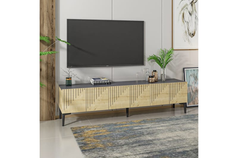 Artemis Tv-bord 180x37 cm Brun/Sort - Hanah Home - Møbler - TV borde & mediemøbler - TV-borde