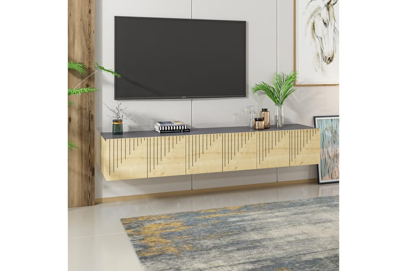 Artemis Tv-bord 180x37 cm Brun/Sort - Hanah Home - Møbler - TV borde & mediemøbler - TV-borde