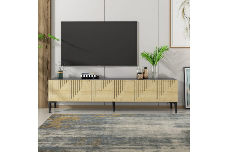 Artemis Tv-bord 180x37 cm Brun/Sort - Hanah Home - Møbler - TV borde & mediemøbler - TV-borde