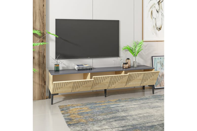 Artemis Tv-bord 180x37 cm Brun/Sort - Hanah Home - Møbler - TV borde & mediemøbler - TV-borde