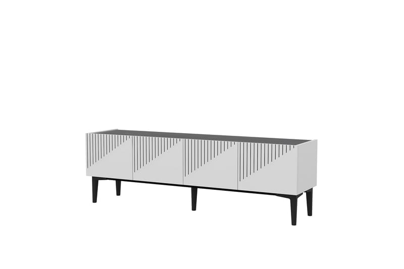 Draw Tv-bænk 154x37 cm Hvid/Sort - Hanah Home - Møbler - TV borde & mediemøbler - TV-borde