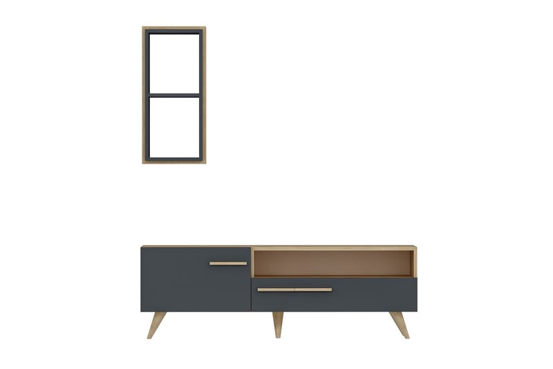 Zera Tv-møbelsæt 150x35 cm Brun/Sort - Hanah Home - Møbler - TV borde & mediemøbler - Tv-møbelsæt