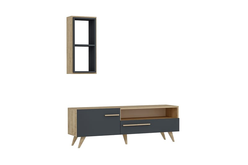 Zera Tv-møbelsæt 150x35 cm Brun/Sort - Hanah Home - Møbler - TV borde & mediemøbler - Tv-møbelsæt