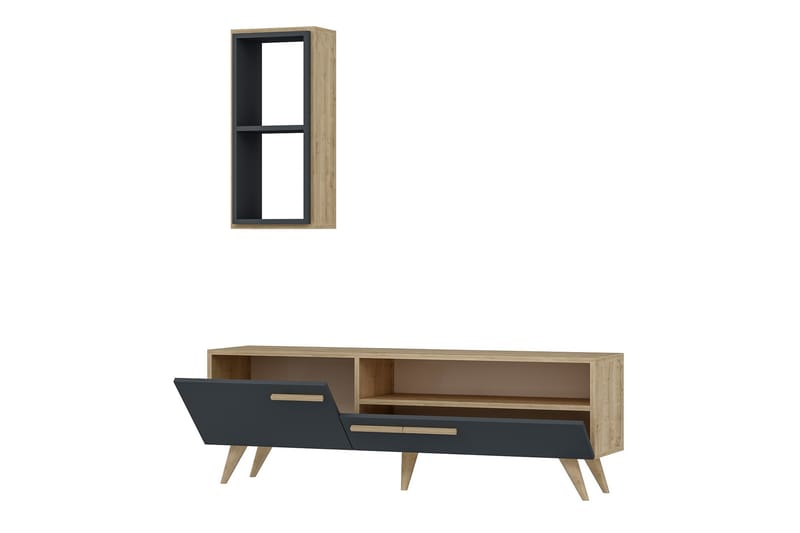 Zera Tv-møbelsæt 150x35 cm Brun/Sort - Hanah Home - Møbler - TV borde & mediemøbler - Tv-møbelsæt