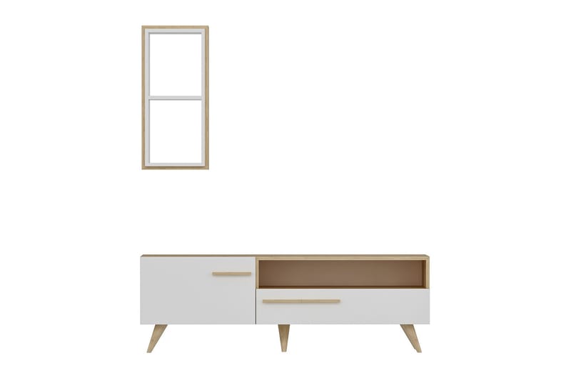 Zera Tv-møbelsæt 150x35 cm Brun/Hvid - Hanah Home - Møbler - TV borde & mediemøbler - Tv-møbelsæt