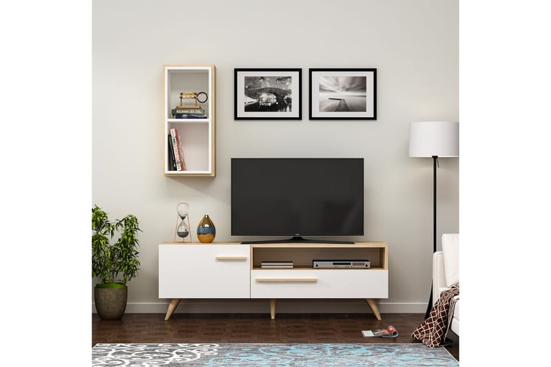 Zera Tv-møbelsæt 150x35 cm Brun/Hvid - Hanah Home - Møbler - TV borde & mediemøbler - Tv-møbelsæt