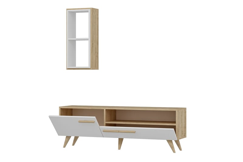 Zera Tv-møbelsæt 150x35 cm Brun/Hvid - Hanah Home - Møbler - TV borde & mediemøbler - Tv-møbelsæt