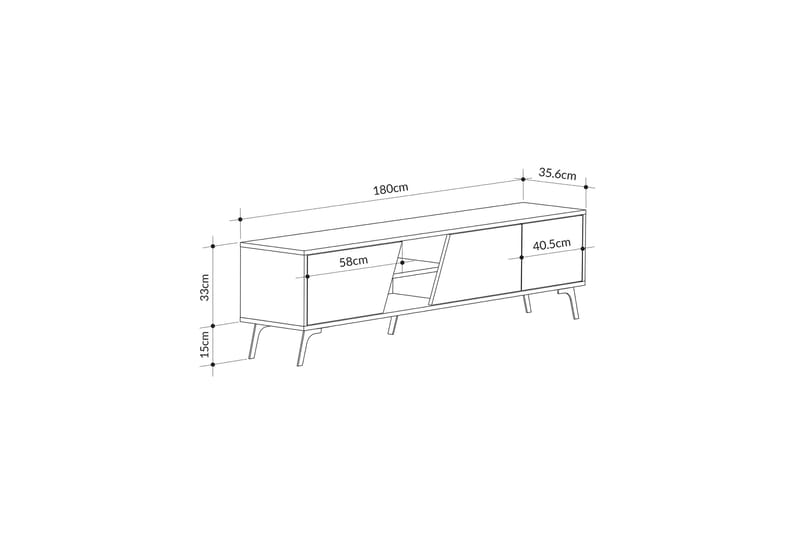 Fiona Tv-bord 180x35,6 cm Brun/Hvid - Hanah Home - Møbler - TV borde & mediemøbler - TV-borde
