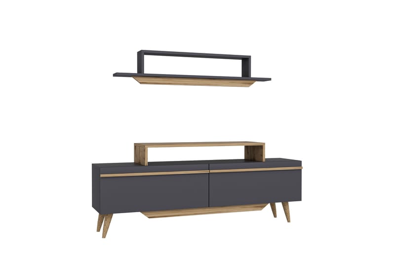 Fabrony Tv-møbelsæt 120x14,5 cm Brun/Sort - Hanah Home - Møbler - TV borde & mediemøbler - Tv-møbelsæt