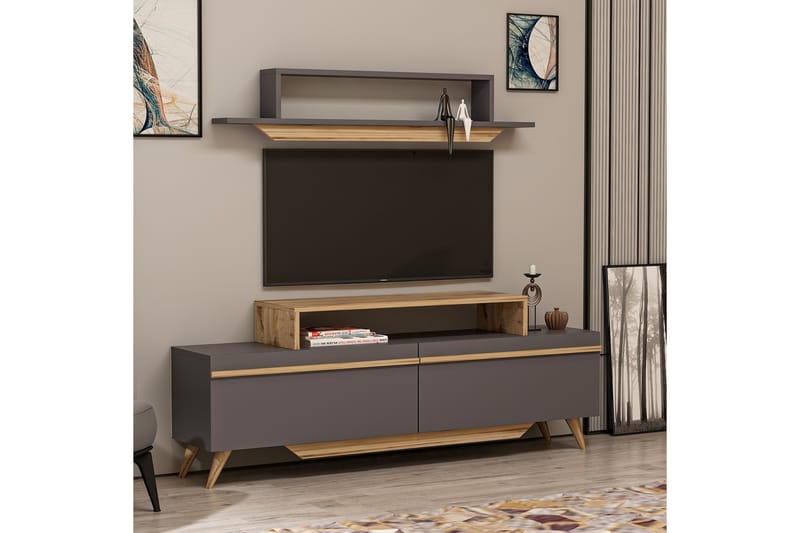 Fabrony Tv-møbelsæt 120x14,5 cm Brun/Sort - Hanah Home - Møbler - TV borde & mediemøbler - Tv-møbelsæt