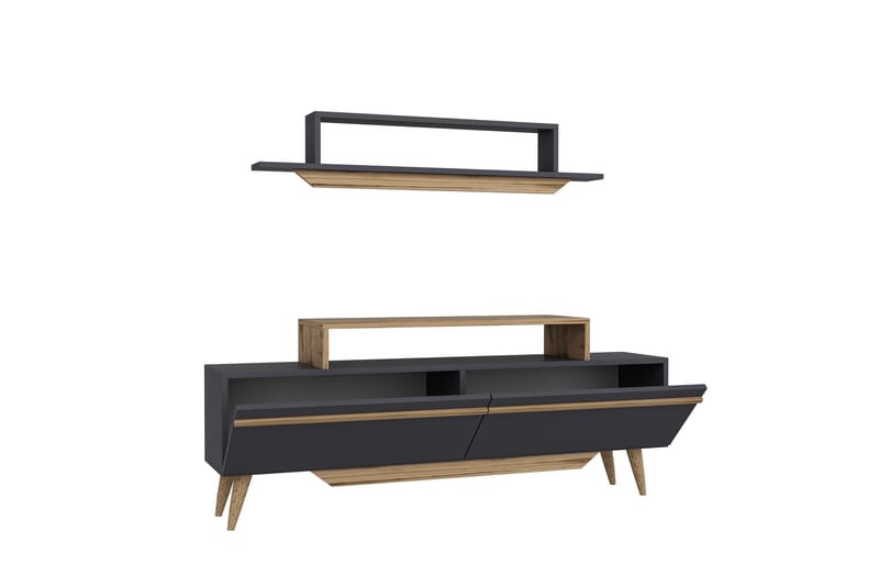 Fabrony Tv-møbelsæt 120x14,5 cm Brun/Sort - Hanah Home - Møbler - TV borde & mediemøbler - Tv-møbelsæt