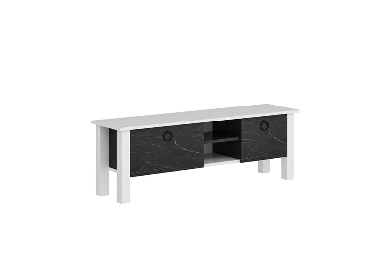 Perrenmies Tv-bord 140x35 cm Hvid/Sort - Hanah Home - Møbler - TV borde & mediemøbler - TV-borde