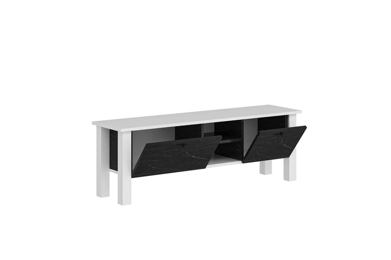 Perrenmies Tv-bord 140x35 cm Hvid/Sort - Hanah Home - Møbler - TV borde & mediemøbler - TV-borde