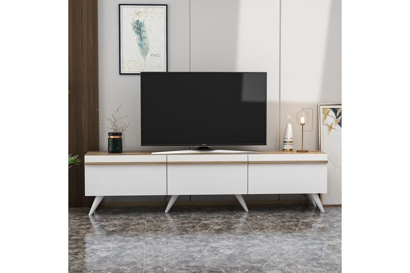Valentina Tv-bænk 180x35 cm Hvid - Hanah Home - Møbler - TV borde & mediemøbler - TV-borde