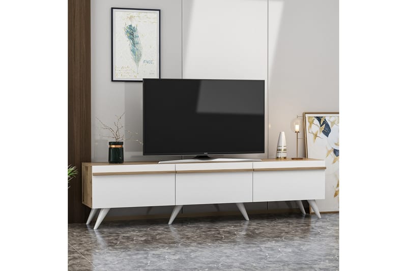 Valentina Tv-bænk 180x35 cm Hvid - Hanah Home - Møbler - TV borde & mediemøbler - TV-borde