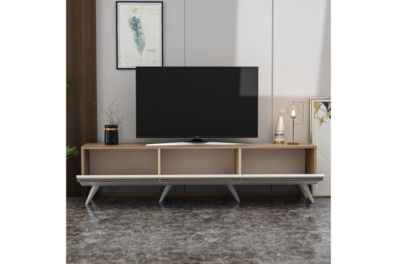 Valentina Tv-bænk 180x35 cm Hvid - Hanah Home - Møbler - TV borde & mediemøbler - TV-borde