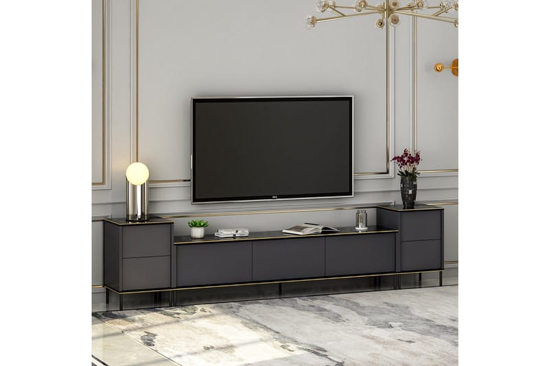 Imaj TV-møbelsystem 180x35 cm Sort - Hanah Home - Møbler - TV borde & mediemøbler - Tv-møbelsæt