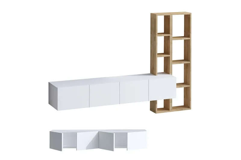 Pana Tv-møbelsæt 182x32 cm Hvid/Brun - Hanah Home - Møbler - TV borde & mediemøbler - Tv-møbelsæt