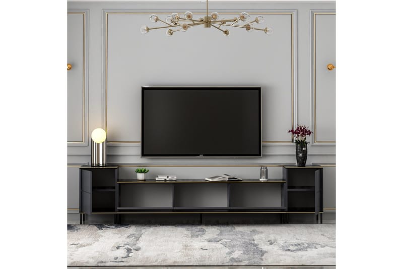 Imaj TV-møbelsystem 180x35 cm Sort - Hanah Home - Møbler - TV borde & mediemøbler - Tv-møbelsæt