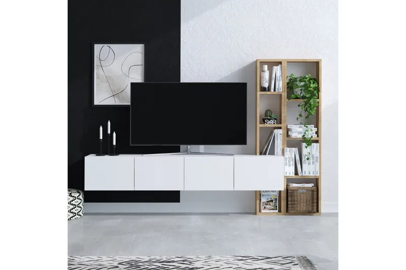 Pana Tv-møbelsæt 182x32 cm Hvid/Brun, Hanah Home