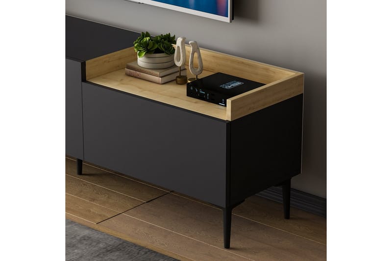Mijara Tv-bænk 160x37 cm Sort - Hanah Home - Møbler - TV borde & mediemøbler - TV-borde