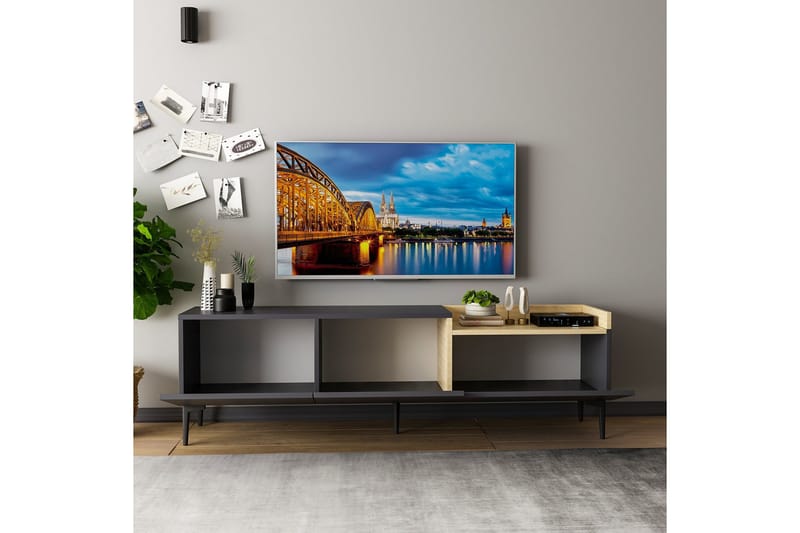 Mijara Tv-bænk 160x37 cm Sort - Hanah Home - Møbler - TV borde & mediemøbler - TV-borde