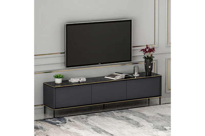 Imaj Tv-bænk 180x35 cm Sort - Hanah Home - Møbler - TV borde & mediemøbler - TV-borde