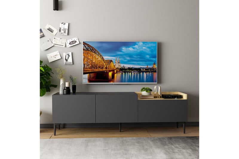 Mijara Tv-bænk 160x37 cm Sort - Hanah Home - Møbler - TV borde & mediemøbler - TV-borde
