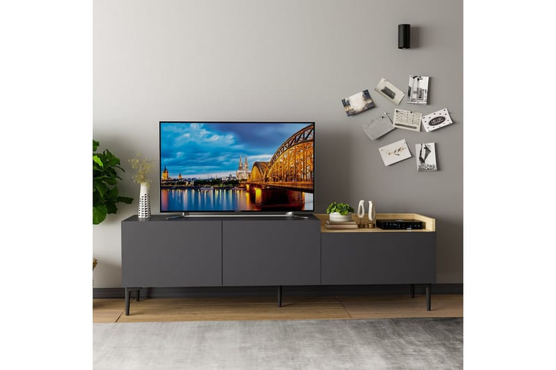 Mijara Tv-bænk 160x37 cm Sort - Hanah Home - Møbler - TV borde & mediemøbler - TV-borde