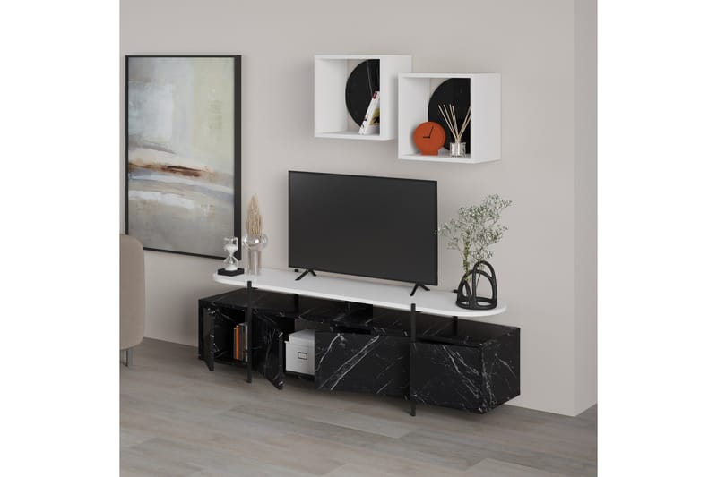 Hanley Tv-möbelset 160x35,6 cm Black/White - Møbler - TV borde & mediemøbler - Tv-møbelsæt
