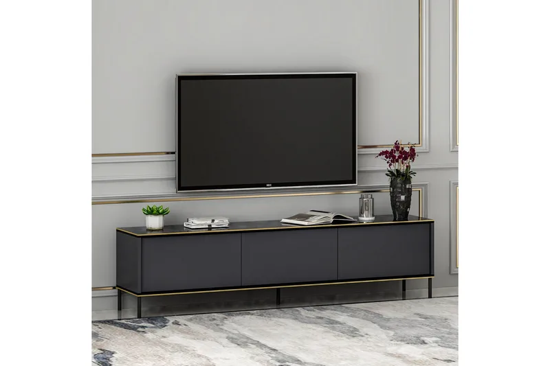 Imaj Tv-bænk 180x35 cm Sort - Hanah Home - Møbler - TV borde & mediemøbler - TV-borde