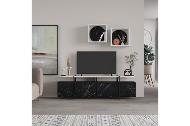Hanley Tv-möbelset 160x35,6 cm Black/White - Møbler - TV borde & mediemøbler - Tv-møbelsæt