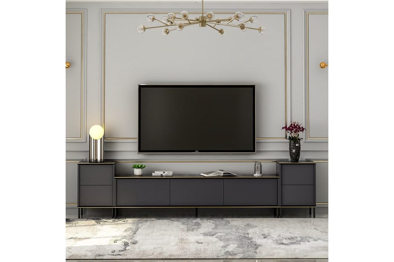 Imaj TV-møbelsystem 180x35 cm Sort - Hanah Home - Møbler - TV borde & mediemøbler - Tv-møbelsæt