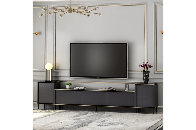 Imaj TV-møbelsystem 180x35 cm Sort - Hanah Home - Møbler - TV borde & mediemøbler - Tv-møbelsæt