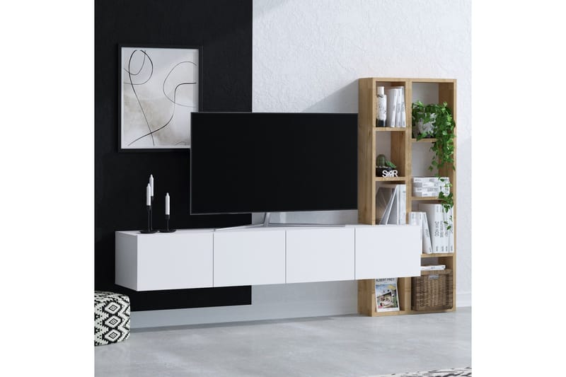 Pana Tv-møbelsæt 182x32 cm Hvid/Brun - Hanah Home - Møbler - TV borde & mediemøbler - Tv-møbelsæt