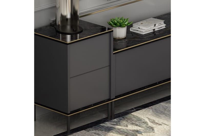 Imaj TV-møbelsystem 180x35 cm Sort - Hanah Home - Møbler - TV borde & mediemøbler - Tv-møbelsæt