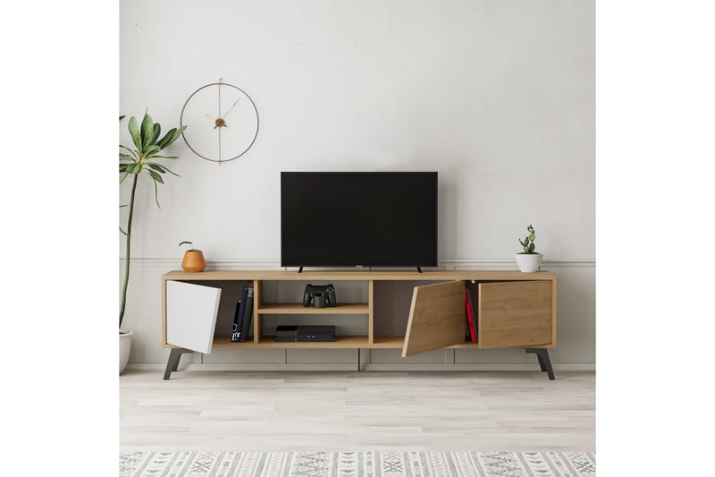 Fiona Tv-bord 180x35,6 cm Brun/Hvid - Hanah Home - Møbler - TV borde & mediemøbler - TV-borde
