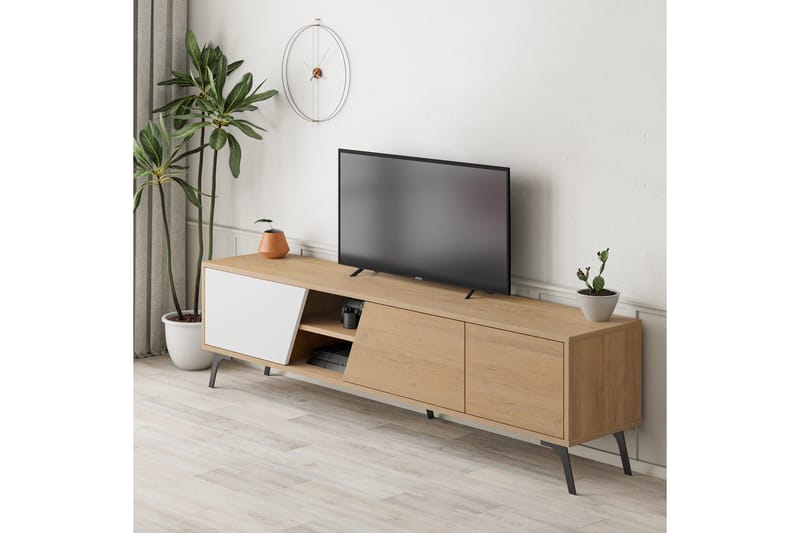 Fiona Tv-bord 180x35,6 cm Brun/Hvid - Hanah Home - Møbler - TV borde & mediemøbler - TV-borde