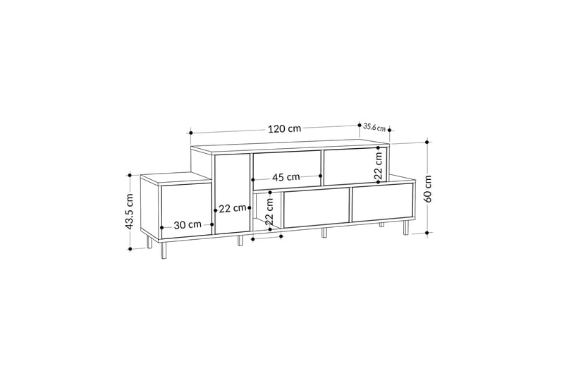 Hermes Tv-möbelset 171,2x35,6 cm Beige Brown/Black - Møbler - TV borde & mediemøbler - TV-borde