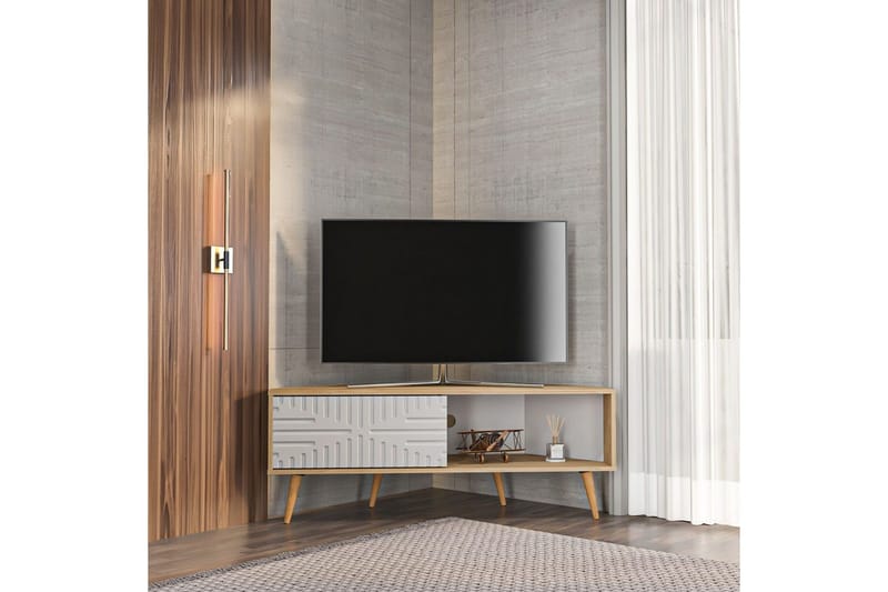 Abbas TV-bænk 140 cm - Eg/Hvid - Møbler - TV borde & mediemøbler - TV-borde